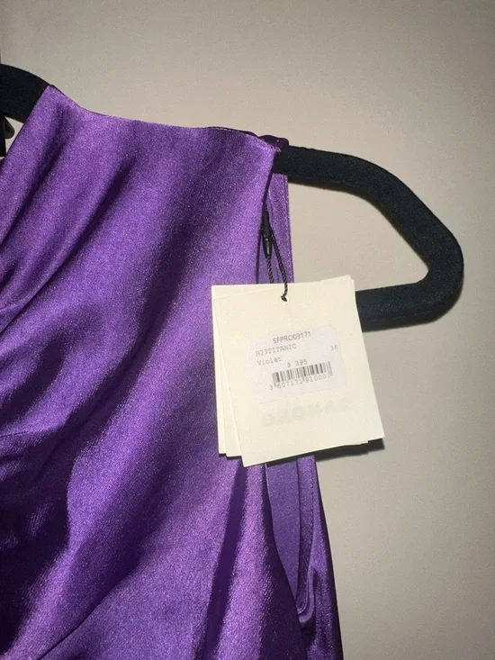 Sandro Titanic Satin Ruched Purple Dress size 36 (US 4) - Picture 7 of 12